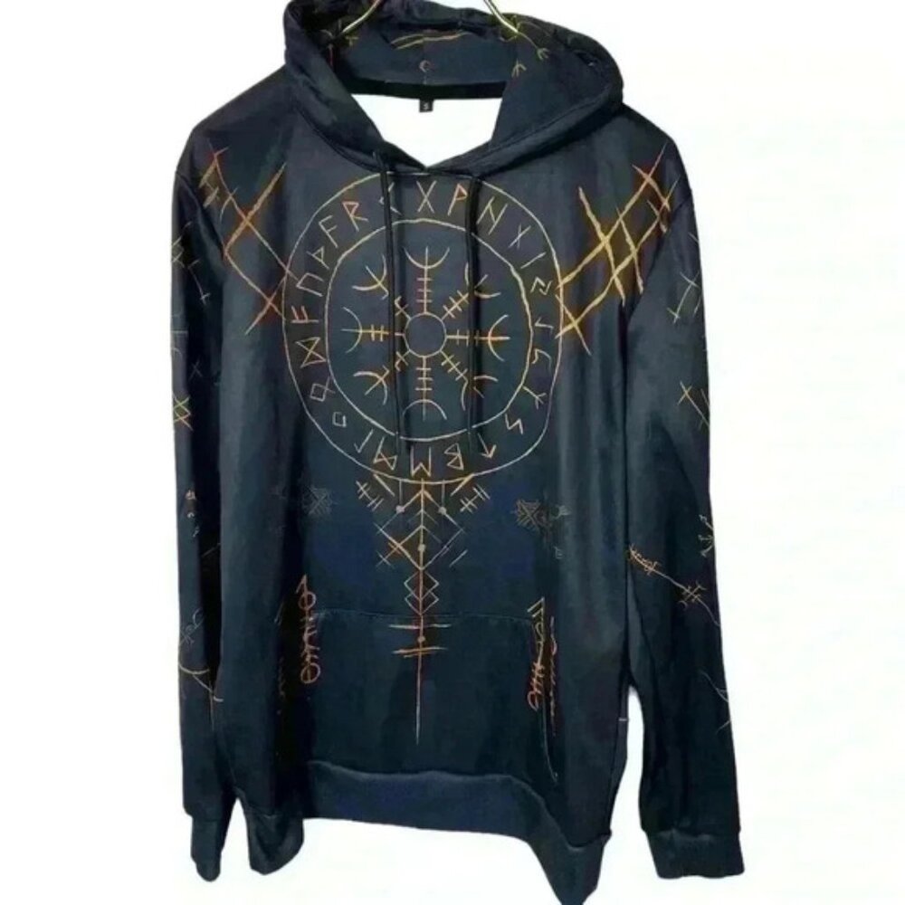 Helm of Awe Navy Blue Hoodie Size Small